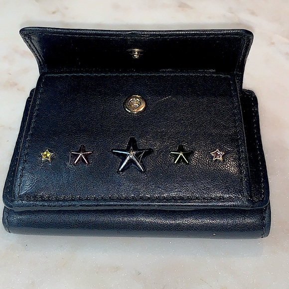 JIMMY CHOO NEMO BLACK RAINBOW STAR MIX TRIFOLD WALLET RARE LEATHER - Picture 12 of 15